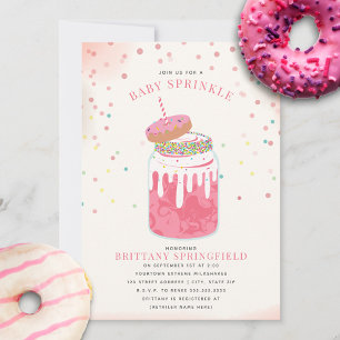 Invitation Milkshake Fou Extrême Fille Bébé Saupoudrer Donut