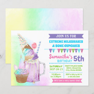 Invitation Milkshakes extrême glace crème d'anniversaire pani