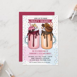 Invitation Milkshakes extrêmes fête d'anniversaire