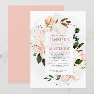 Invitation Milles roses et blanches, Roses, pivoines, agnolia