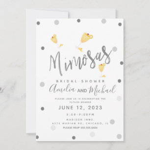 Invitation Mimosa Confettis Jaune Argent Enterrement de Vie d