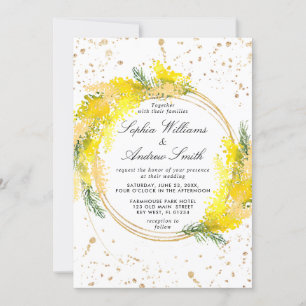 Invitation Mimosa Lush Flowers Mariage de couronne