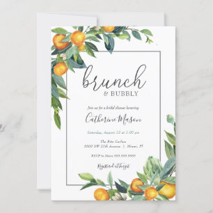 Invitation Mimosa Orange Brunch et Fête des mariées Bubbly