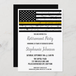 Invitation Mince Gold Line Police Dispatcher Retraite Party