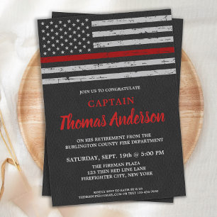 Invitation Mince Pompier de la Ligne Rouge Retraite