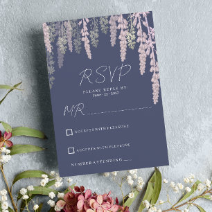 Invitation Minet rose foncé lavande élégant floral RSVP