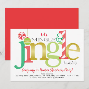 Invitation Mingle & Jingle Red Gold Fête de Noël