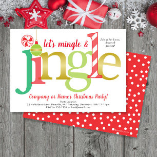 Invitation Mingle & Jingle Red Gold Met Christmas Party