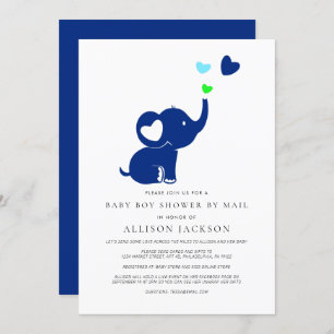 Invitation Mini bébé garçon douche par Mail Blue Elephant