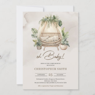 Invitation Mini Boho tropical verdure bébé bébé bébé bébé béb