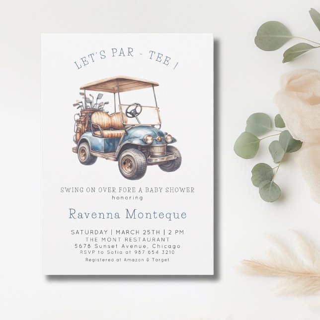 Invitation Mini chariot de golf pour une baby shower Par Tee  (Créateur téléchargé)