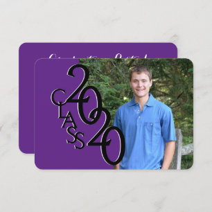 Invitation Mini Classe de 2020 Purple Photo Graduation