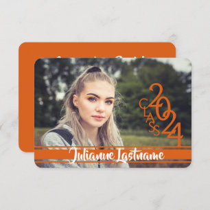 Invitation Mini Classe de 2024 Photo Varsity Orange