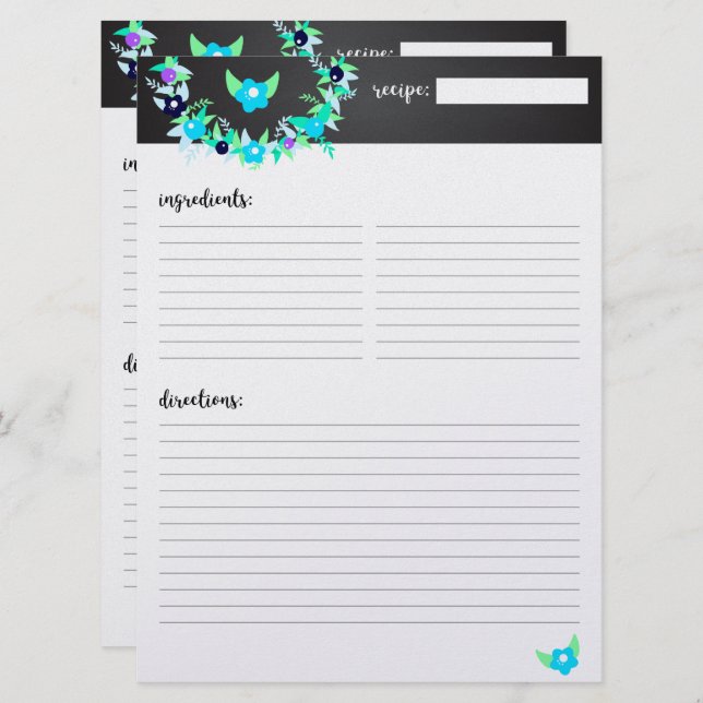 Invitation Mini-Classeur de recette brossé simple (Devant / Derrière)