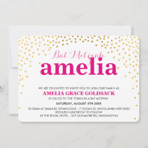 Invitation Mini confetti d'or rustique BAT MITZVAH GLAMOREUX