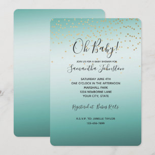 Invitation Mini Confetti Mint Ombre en or Glam Girl