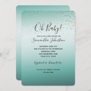 Invitation Mini Confetti Mint Ombre Girl Glam Gold