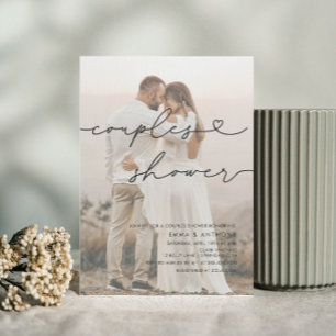 Invitation Mini-écriture Coeur Couples Douche