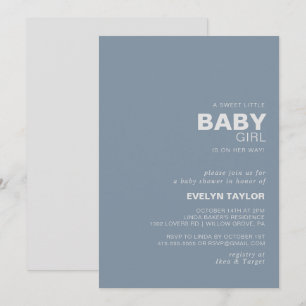 Invitation Mini Elégant Formal Blue Baby Girl douche