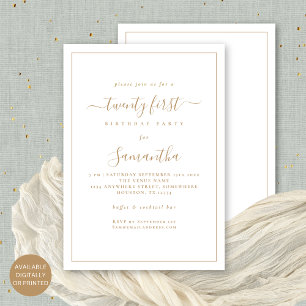 Invitation Mini-Gold Script Bordure 21ème anniversaire