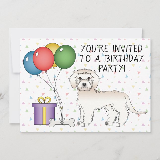 Invitation Mini Goldendoodle crème Anniversaire de chien de d (Devant)