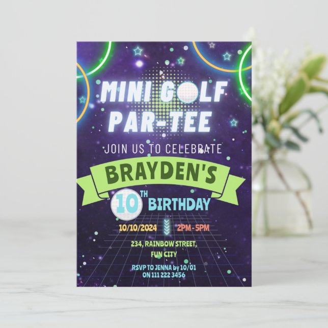 Invitation Mini Golf Boys fête d'anniversaire (Debout devant)