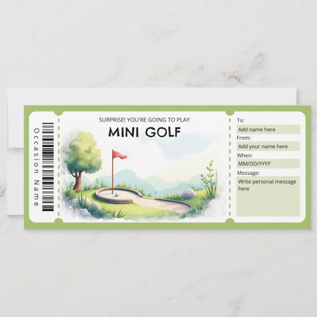 Invitation Mini Golf Gift Certificate (Devant)