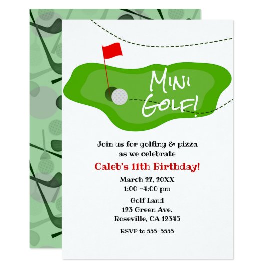 Invitation Mini Golf Jouant Au Golf La Fete D Anniversaire Zazzle Fr