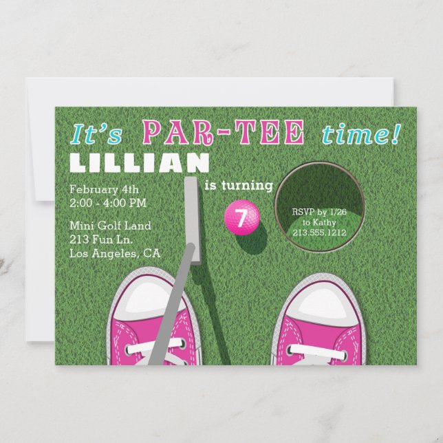 Invitation Mini Golf Par-Tee Putt Putt Girl'anniversaire (Devant)