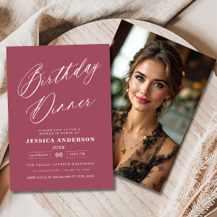 Invitation Mini Mauve rose moderne Dîner d'anniversaire Photo