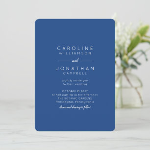 Invitation Mini-moderne Mariage de script Cobalt Noms Bleus