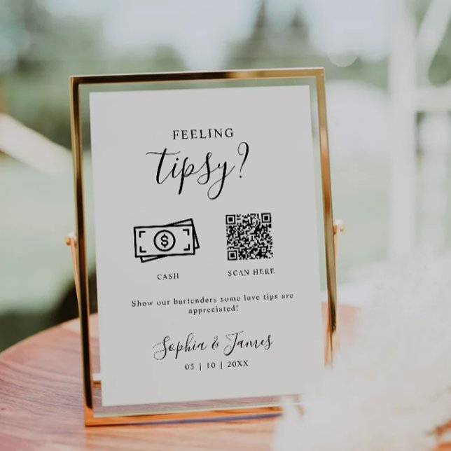 Invitation Mini-moderne sensation Tipsy Signe Tip Bartender (Minimalist Modern Feeling Tipsy Sign Tip Bartender Invitation)