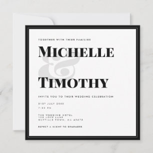 Invitation Mini-noir blanc Gras Typographie Mariage Inv