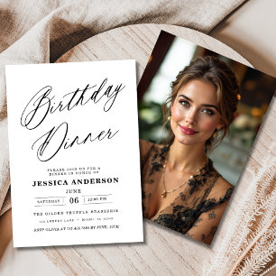 Invitation Mini photo noir blanc Dîner d'anniversaire