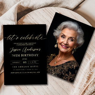 Invitation Mini photo noir Gold 70e anniversaire