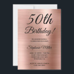 Invitation Mini-Rose Gold Foil Anniversaire<br><div class="desc">Créez votre propre monographie chic et élégante invitation à fêter un anniversaire pour elle. L'art numérique arrière - plan présente une feuille en métal brossé rose rose rose brillant et sombre. Customisez les couleurs ou les styles de police d'invitation et de monogramme. Fabuleux invitation de 50ème anniversaire pour votre meilleur...</div>