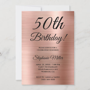Invitation Mini-Rose Gold Foil Anniversaire