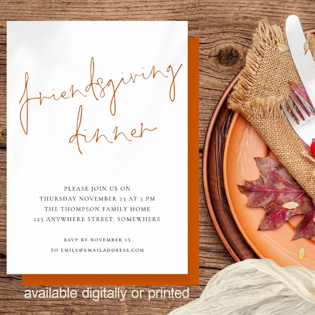 Invitation Mini-Script Friendsgiving Diner Orange (Available digitally and printed)