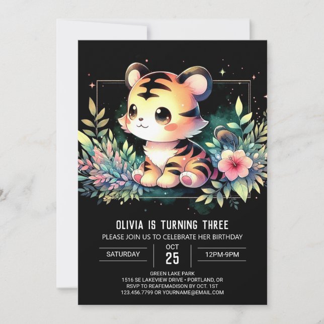 Invitation Mini Tigre Amusant Anniversaire (Devant)