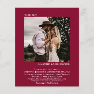 Invitation minialiste photo rouge BUDGET Mariage