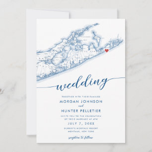 Invitation Miniature moderne Montauk Long Island Mariage