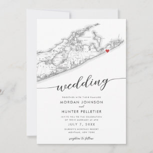 Invitation Miniature moderne Montauk Long Island Mariage
