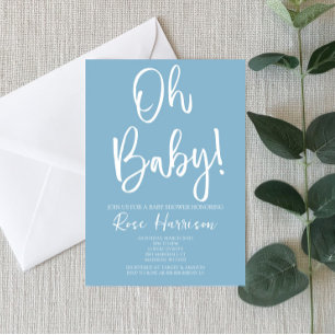 Invitation Miniature Oh Bébé ! Baby shower Bébé bleu
