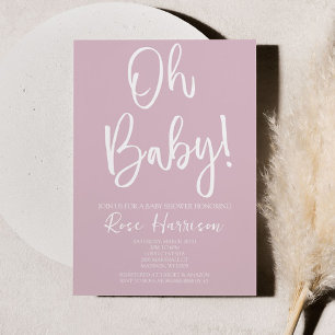 Invitation Miniature Oh Bébé ! Baby shower rose bébé fille