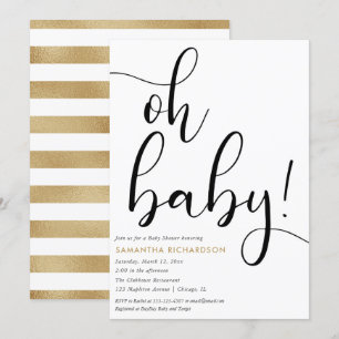 Invitation Miniature simple imitation doré noir bébé blanc