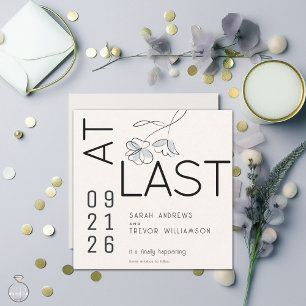 Invitation Minimal amusant Floral Moderne Dusty Bleu et Buff