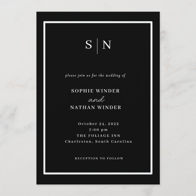 Invitation Minimal and Chic | Black and White Wedding (Devant)