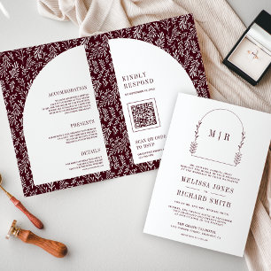 Invitation Minimal Art de Ligne Feuille Arche Bourgogne Maria