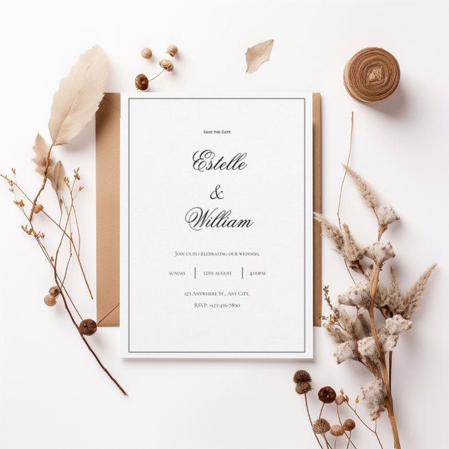 Invitation Minimal Black & White Wedding Design (Créateur téléchargé)