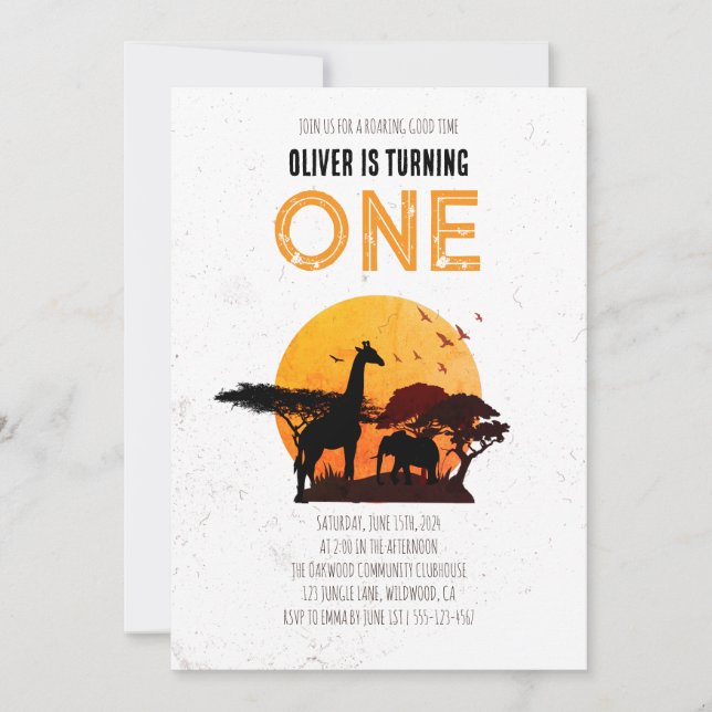 Invitation Minimal Boho Safari Wild One Anniversaire (Devant)